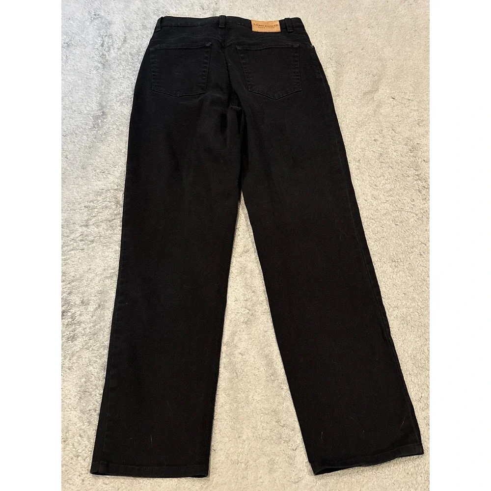 Lauren Ralph Lauren Black Straight Leg High Rise Jeans Womens 8 Cotton Blend